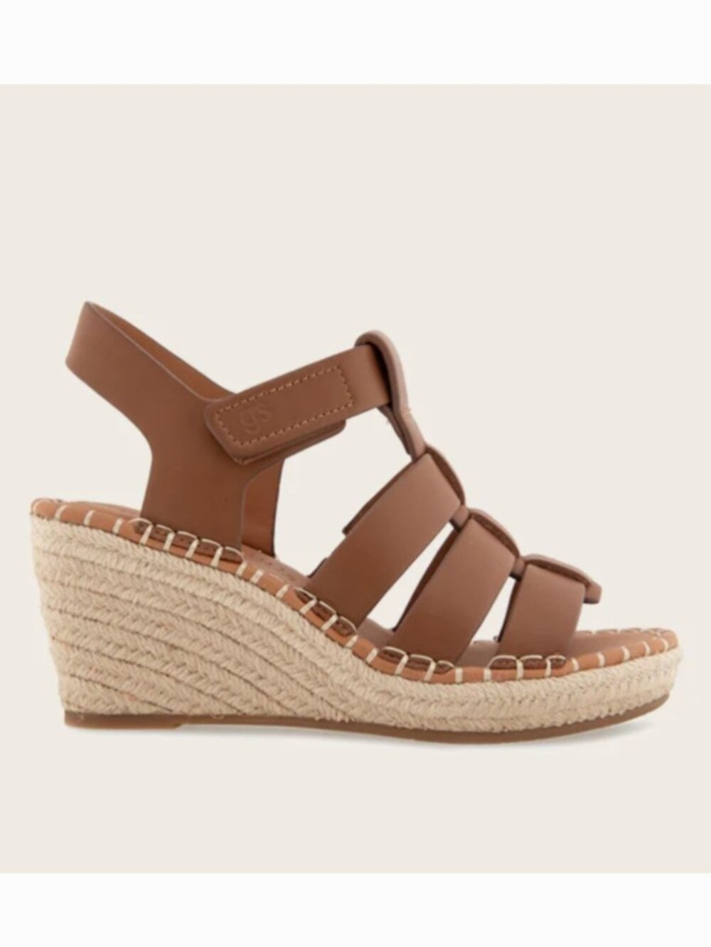 Gentle Souls Kenneth Cole 8 CAPELIN Luggage Brown Leather Espadrille Wedge